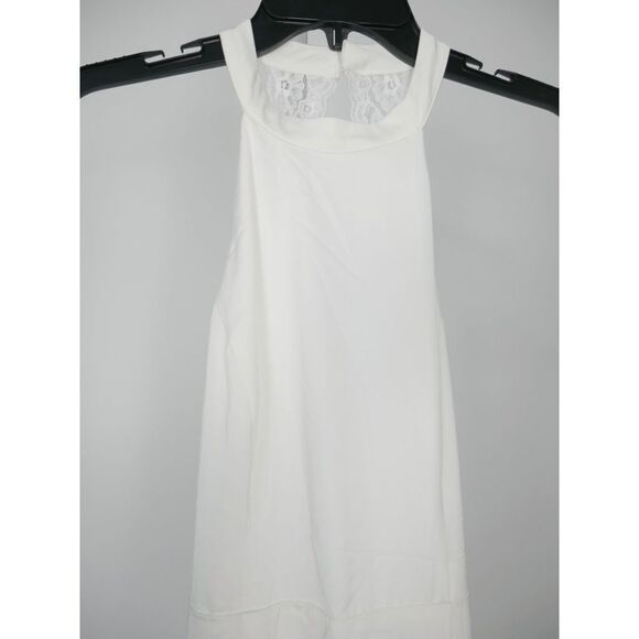 Lulu's White Satin Lace Backless Halter Maxi Formal, wedding Dress S - Picture 6 of 11